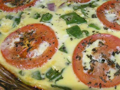 spinach tomato quiche A Pair of Crustless Quiches Part One: Spinach Tomato Quiche 